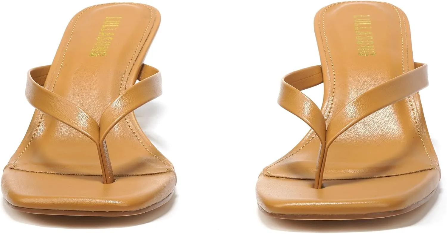 Women's Kitten Heels Sandals Square Open Toe Flip Flop Heels 1.8-2 Inch Heeled Sandals for Women