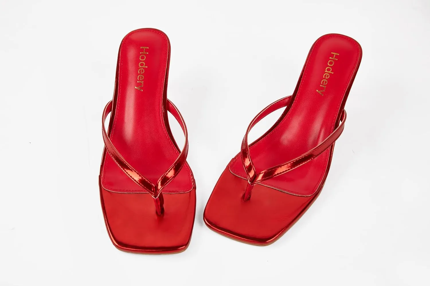 Women's Kitten Heels Thong Sandals Open Square Toe Flip Flop Low Heels 2.5 Inch Slip On Sexy Women Dressy Slide Shoes for Casual