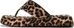 Women's Leopard-print Platform Sandals Summer Flip Flops Animal Print Flatform Slides Casual Beach Slippers