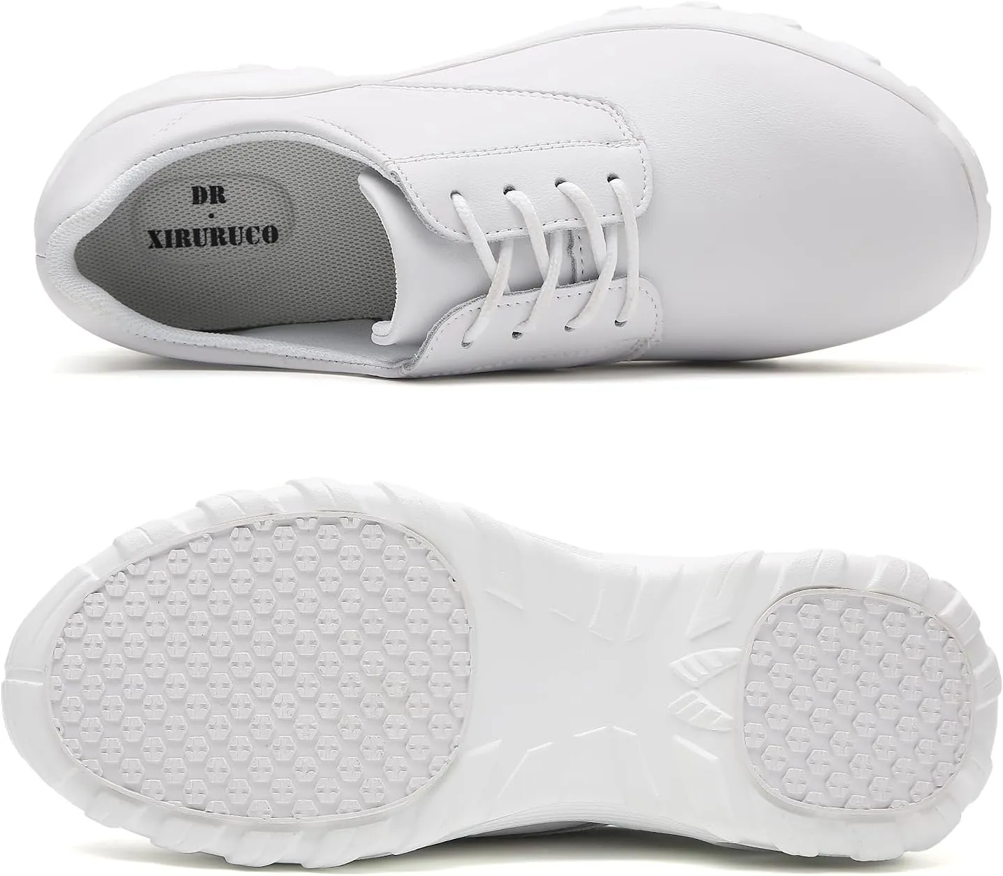 Womens Lightweight Nursing Shoes Slip Resistant Faux Leather Lace Up Comfortable Oxford Work Shoes