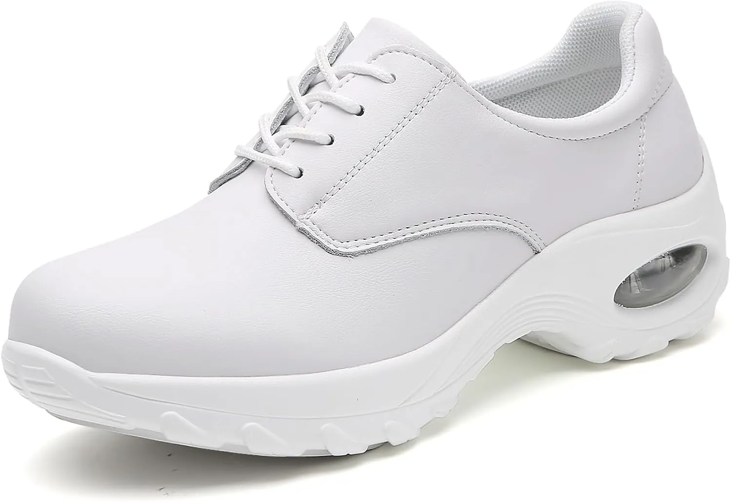 Womens Lightweight Nursing Shoes Slip Resistant Faux Leather Lace Up Comfortable Oxford Work Shoes