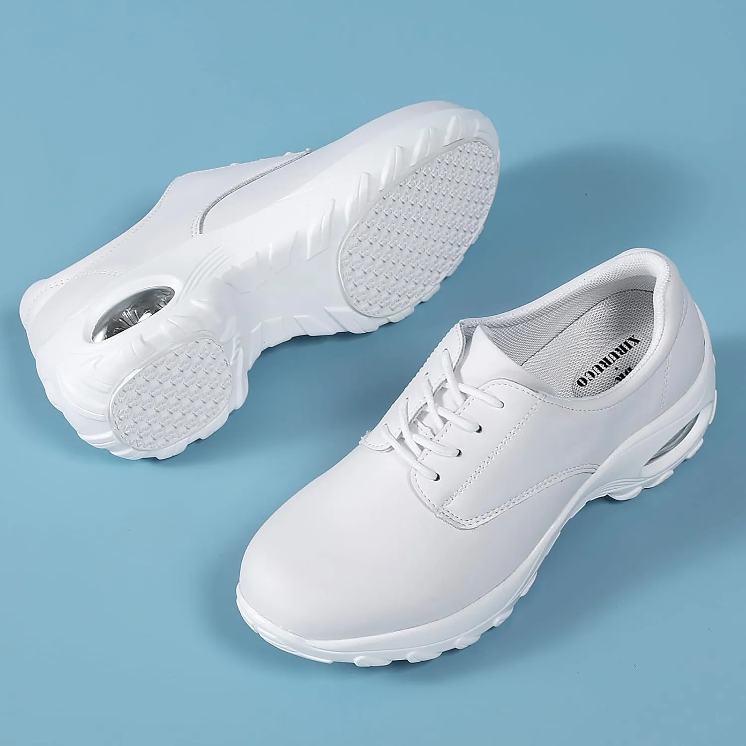 Womens Lightweight Nursing Shoes Slip Resistant Faux Leather Lace Up Comfortable Oxford Work Shoes