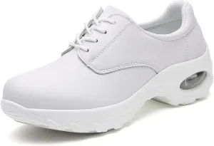 Womens Lightweight Nursing Shoes Slip Resistant Faux Leather Lace Up Comfortable Oxford Work Shoes
