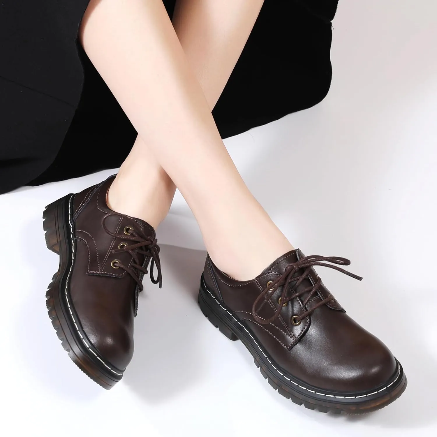 Women's Oxfords Lace Up Business Formal Dress Shoes Platform Oxford Shoes Slip Resistant Service Boots for Women Ladies Grils