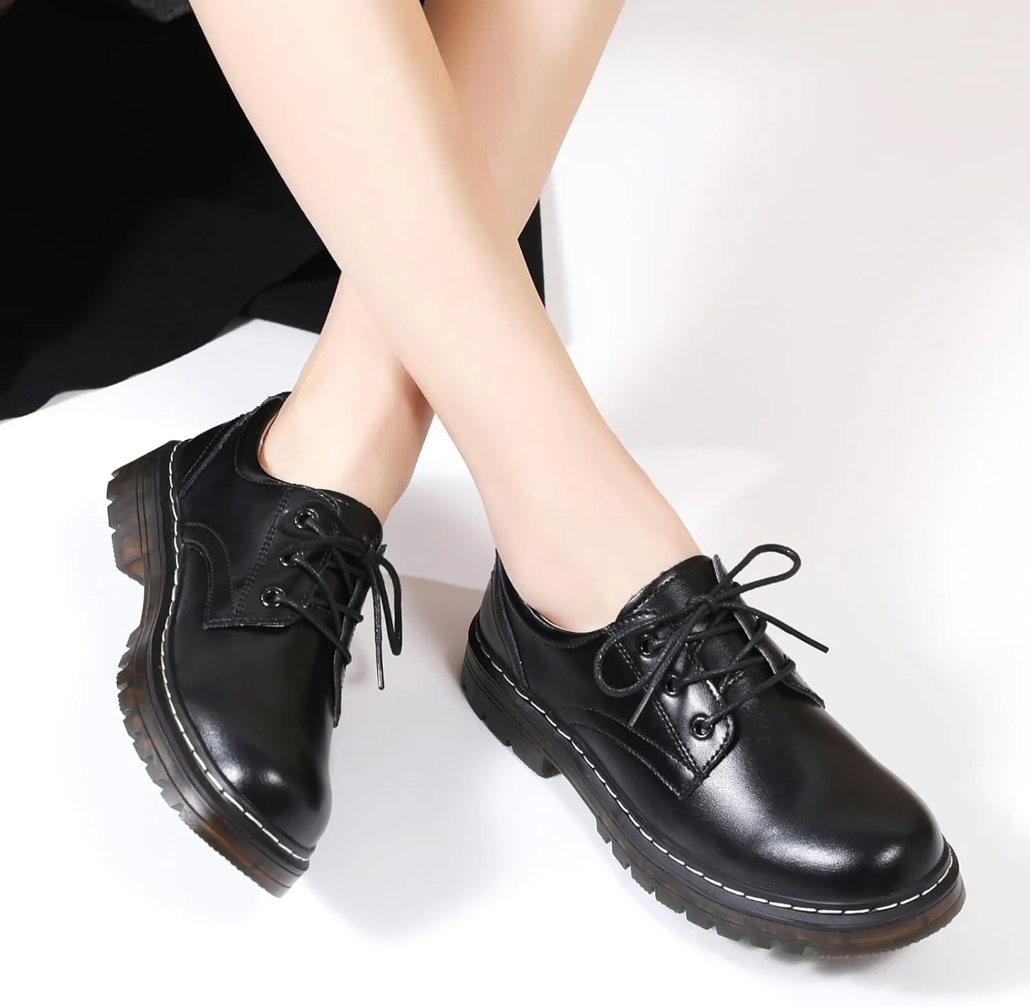 Women's Oxfords Lace Up Business Formal Dress Shoes Platform Oxford Shoes Slip Resistant Service Boots for Women Ladies Grils