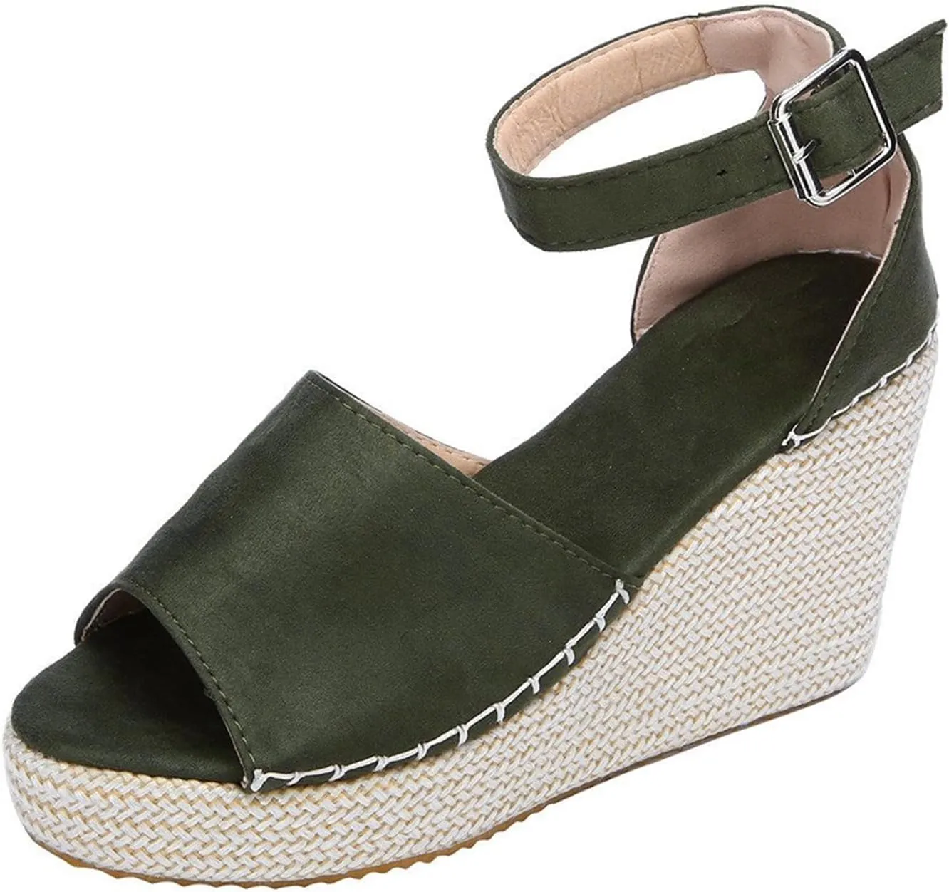 Womens Wedge Sandals Espadrille Sandals for Women Open Toe Ankle Strap Buckle Platform Sandal, Wide Width Comfortable Orthopedic Wedges Casual Summer Dress Shoes