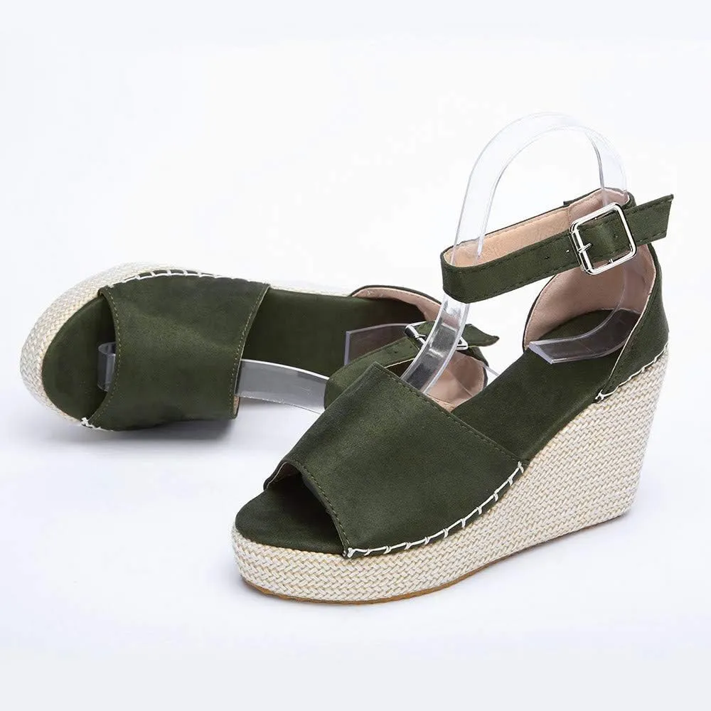 Womens Wedge Sandals Espadrille Sandals for Women Open Toe Ankle Strap Buckle Platform Sandal, Wide Width Comfortable Orthopedic Wedges Casual Summer Dress Shoes
