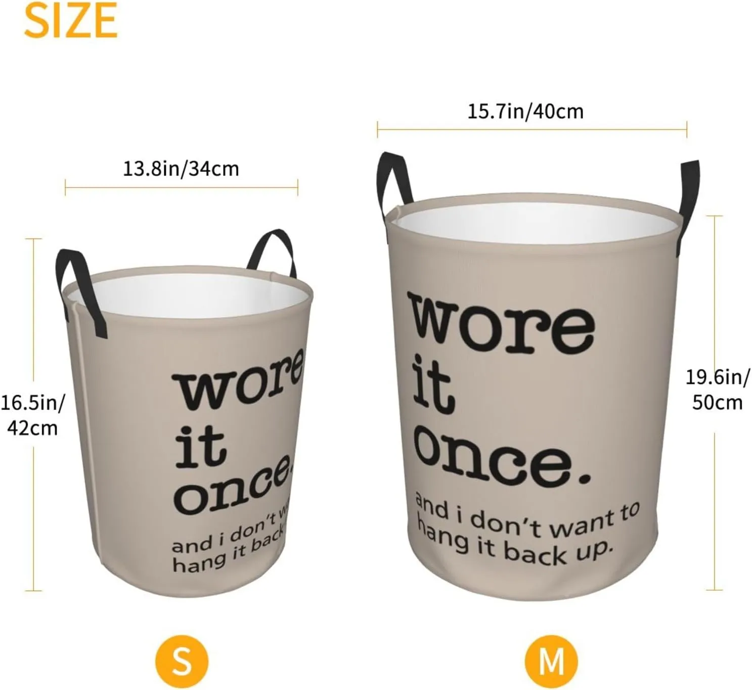 Wore It Once Don't Want to Hang It Back up Laundry Basket Waterproof Fabric Collapsible Laundry Hamper Round Durable Dirty Clothes Storage Bag Organizer for Bedroom Bathroom Dorm Living Room Nursery