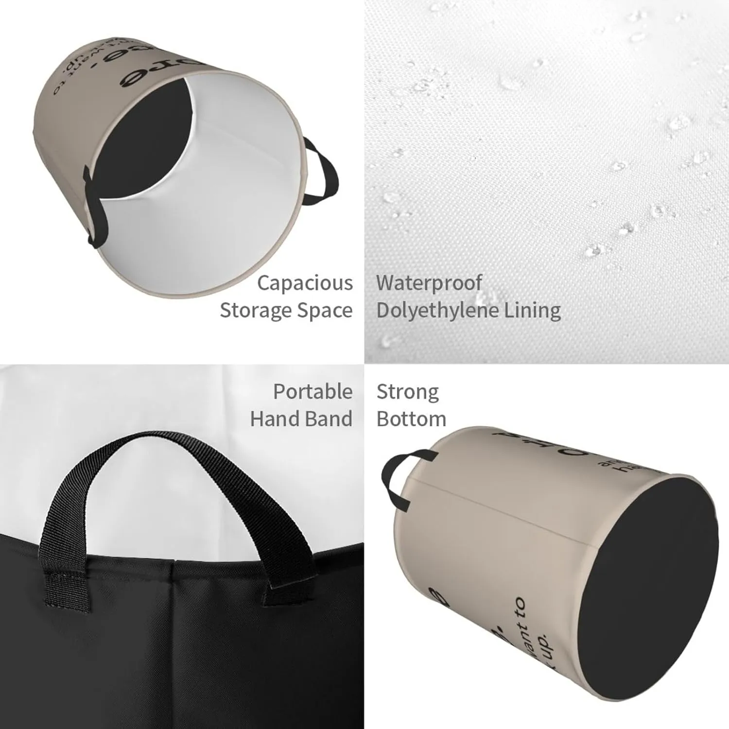 Wore It Once Don't Want to Hang It Back up Laundry Basket Waterproof Fabric Collapsible Laundry Hamper Round Durable Dirty Clothes Storage Bag Organizer for Bedroom Bathroom Dorm Living Room Nursery