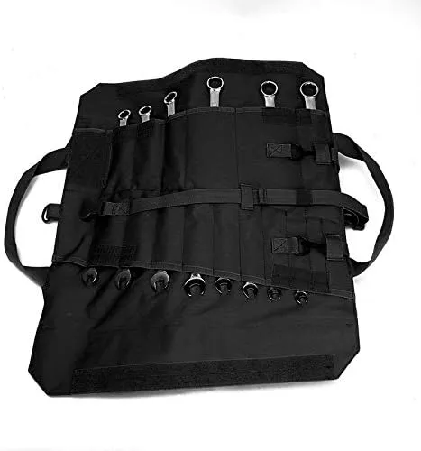 Wrench Roll Up Pouch Tools Organizer Bag Super Storage with 23 pockets (Black)