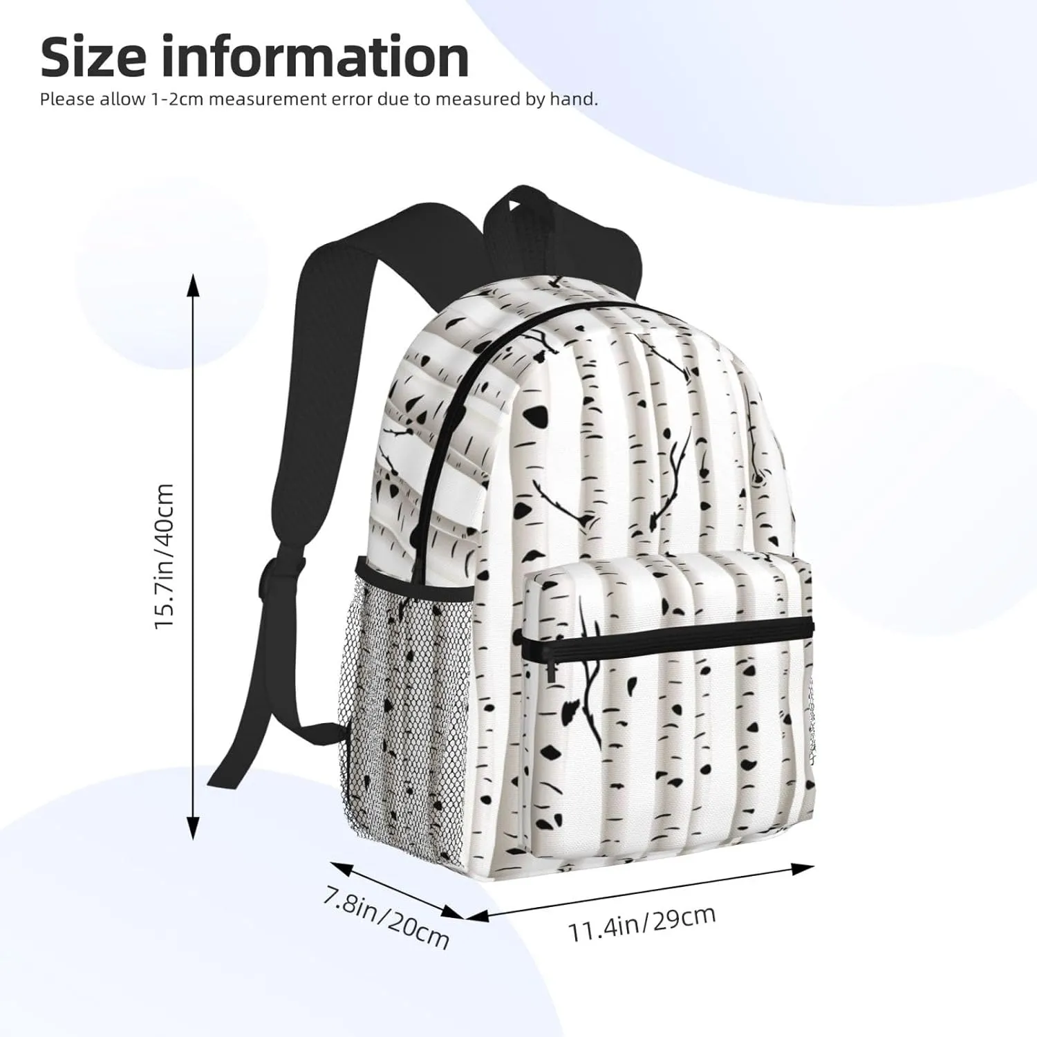 Wurton Birch Tree Print Unisex Backpack Trendy,Durable Travel Bag Sports Beach Backpack Lightweight Backpack