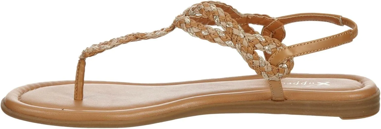 XAPPEAL Akia - Women's Braided Ankle Strap Gladiator Thong Flip Flop Sandals