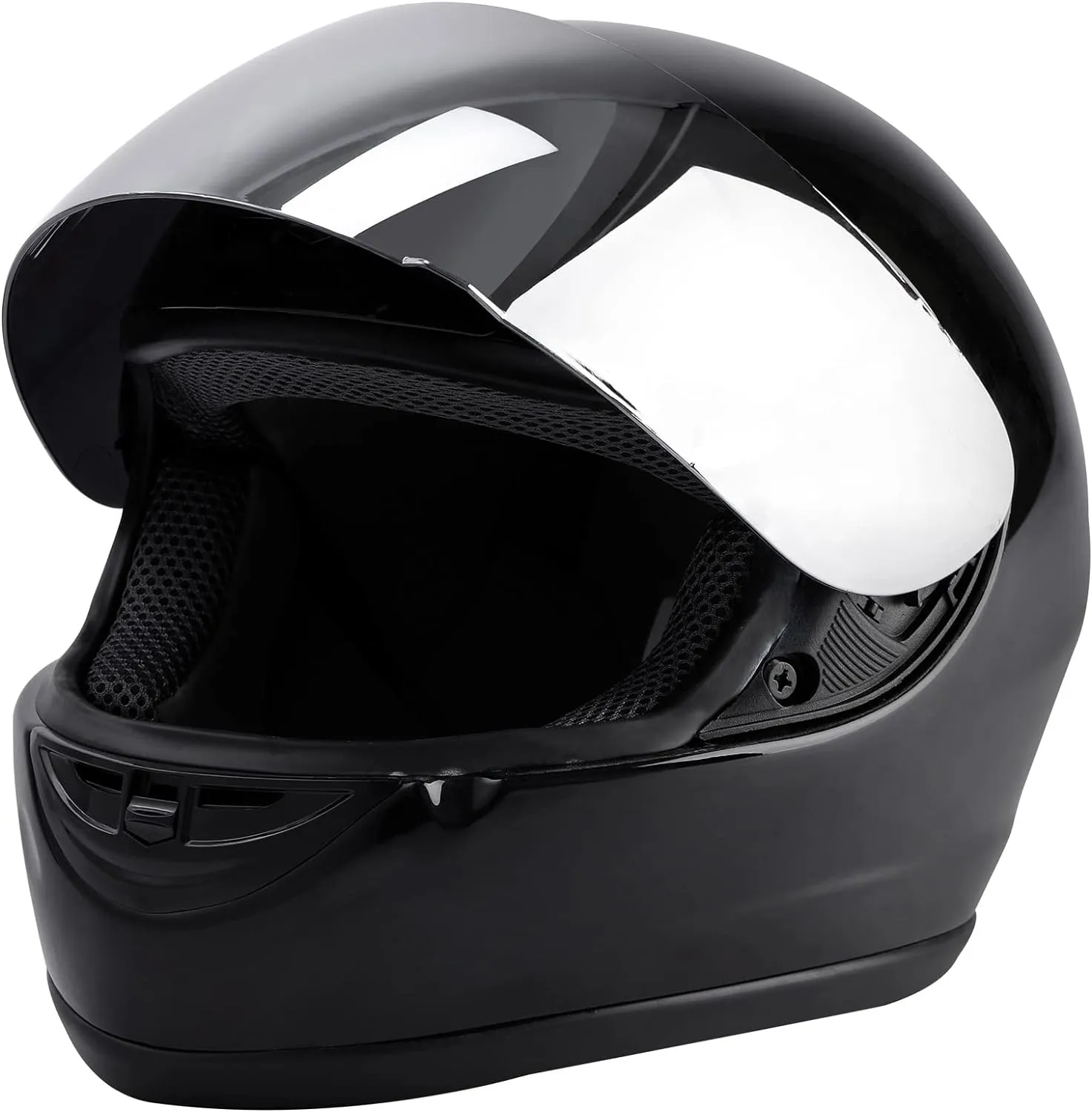 XFMT DOT Adult Motorcycle Flip Up Full Face Helmet Street Dirt Bike ATV Helmets (Black Mirror Shield, X-Large)