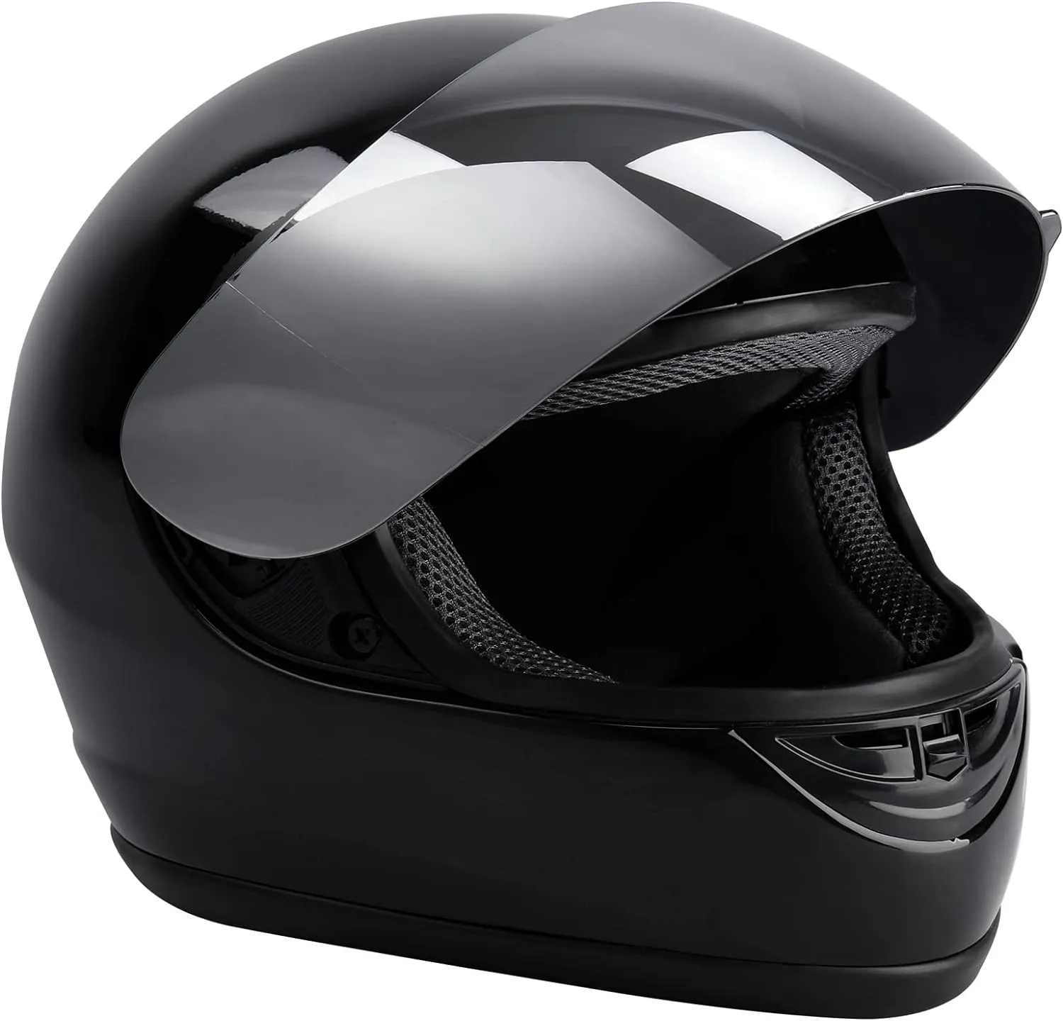XFMT DOT Adult Motorcycle Flip Up Full Face Helmet Street Dirt Bike ATV Helmets (Black Mirror Shield, X-Large)