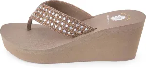 Yellow Box Women's Wyle Wedge Sandal, Round Toe, Medium-High 2.5 Inch Heel, 1 Inch Platform Comfortable Flip-Flop