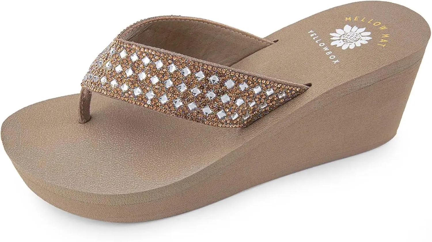 Yellow Box Women's Wyle Wedge Sandal, Round Toe, Medium-High 2.5 Inch Heel, 1 Inch Platform Comfortable Flip-Flop
