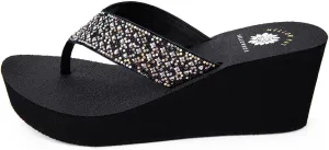 Yellow Box Women's Wyle Wedge Sandal, Round Toe, Medium-High 2.5 Inch Heel, 1 Inch Platform Comfortable Flip-Flop