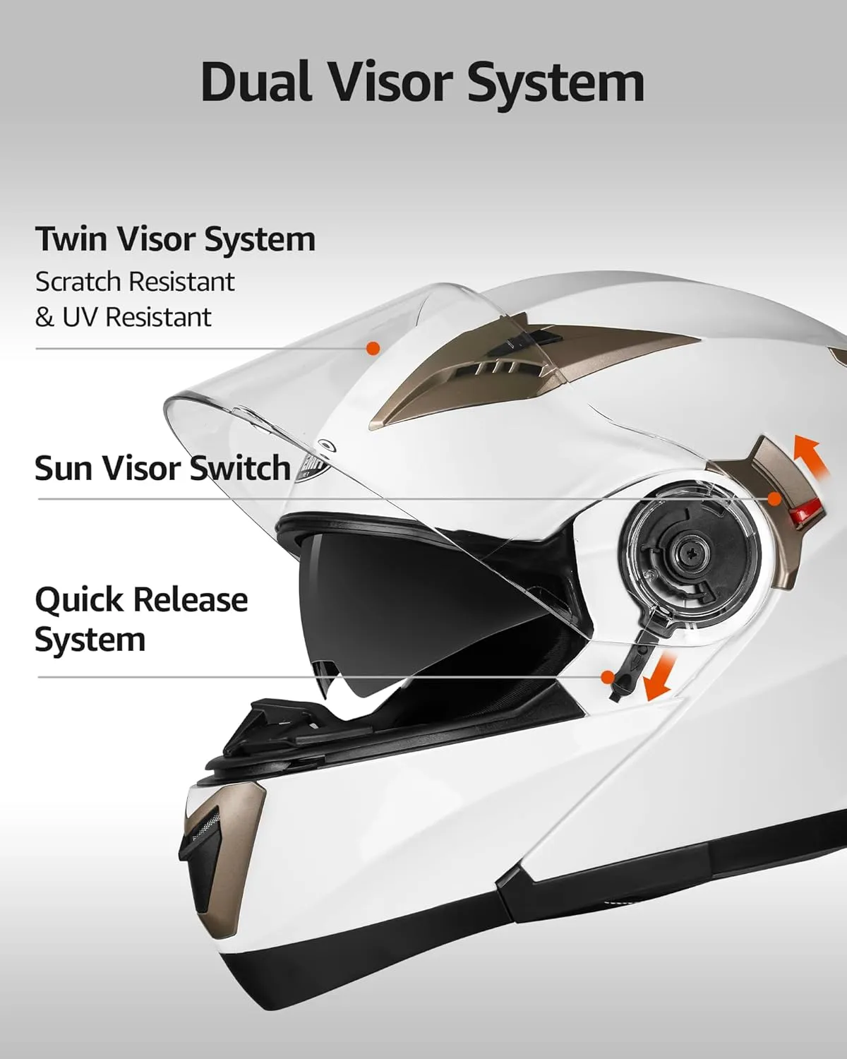 YEMA Modular Motorcycle Helmets, DOT Approved Full Face Motorcycle Helmet with Flip Up Dual Visor, Helmets for Adults Motorcycle Men Women Helmets for Street Scooter ATV E-Bike - YM-925