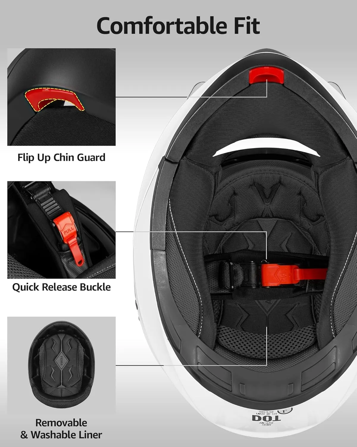 YEMA Modular Motorcycle Helmets, DOT Approved Full Face Motorcycle Helmet with Flip Up Dual Visor, Helmets for Adults Motorcycle Men Women Helmets for Street Scooter ATV E-Bike - YM-925