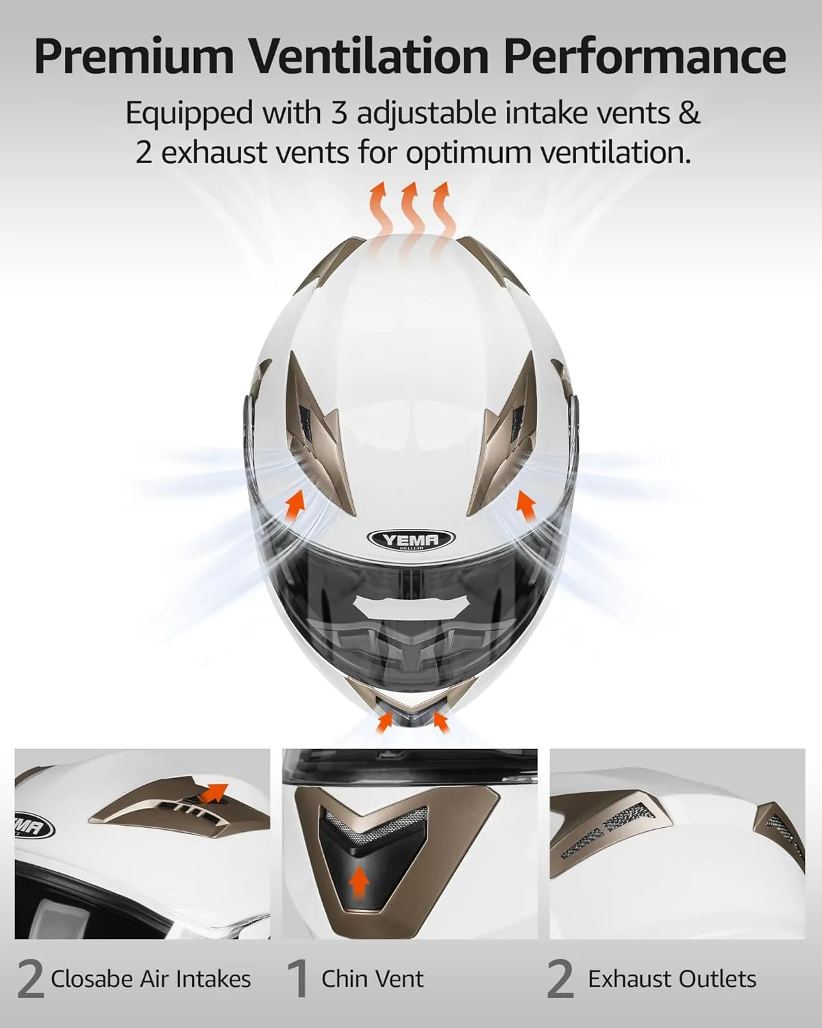 YEMA Modular Motorcycle Helmets, DOT Approved Full Face Motorcycle Helmet with Flip Up Dual Visor, Helmets for Adults Motorcycle Men Women Helmets for Street Scooter ATV E-Bike - YM-925