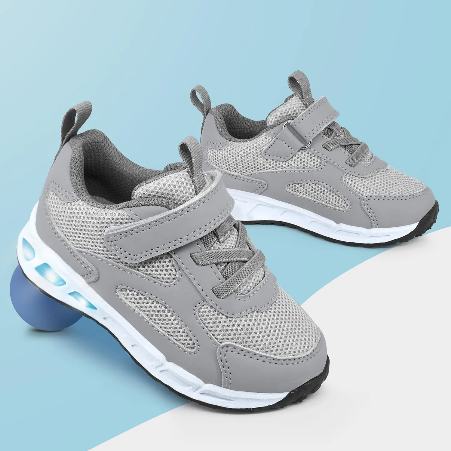 YESKIS Toddler Boys Girls Light Up Shoes LED Flashing Lightweight Mesh Breathable Adorable Running Sneakers for Toddler and Little Kid