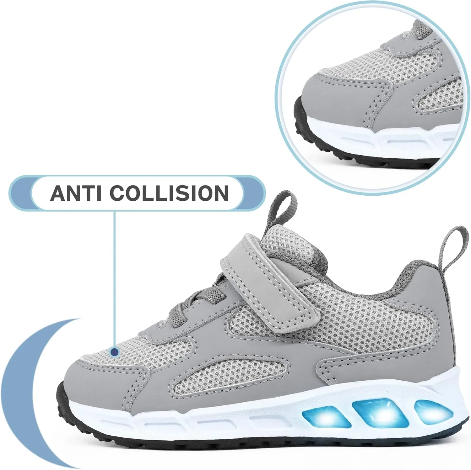 YESKIS Toddler Boys Girls Light Up Shoes LED Flashing Lightweight Mesh Breathable Adorable Running Sneakers for Toddler and Little Kid