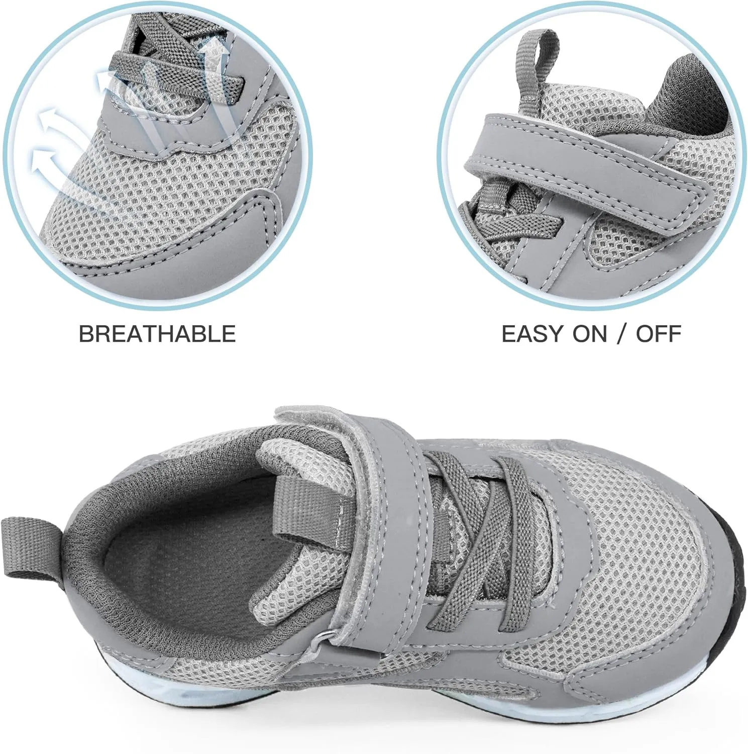 YESKIS Toddler Boys Girls Light Up Shoes LED Flashing Lightweight Mesh Breathable Adorable Running Sneakers for Toddler and Little Kid