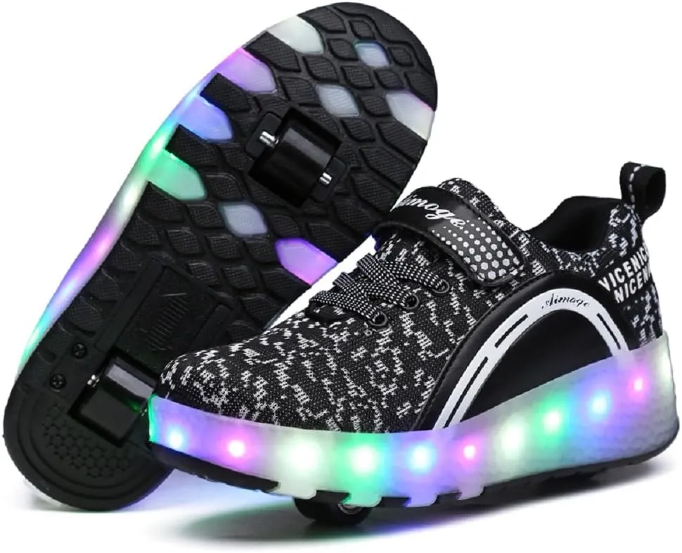 Ylllu Kids LED Roller Skate Shoes with Single Wheel Light up Roller Shoes Gift for Girls Boys Children