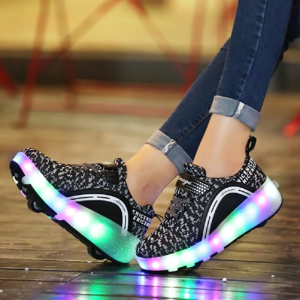 Ylllu Kids LED Roller Skate Shoes with Single Wheel Light up Roller Shoes Gift for Girls Boys Children