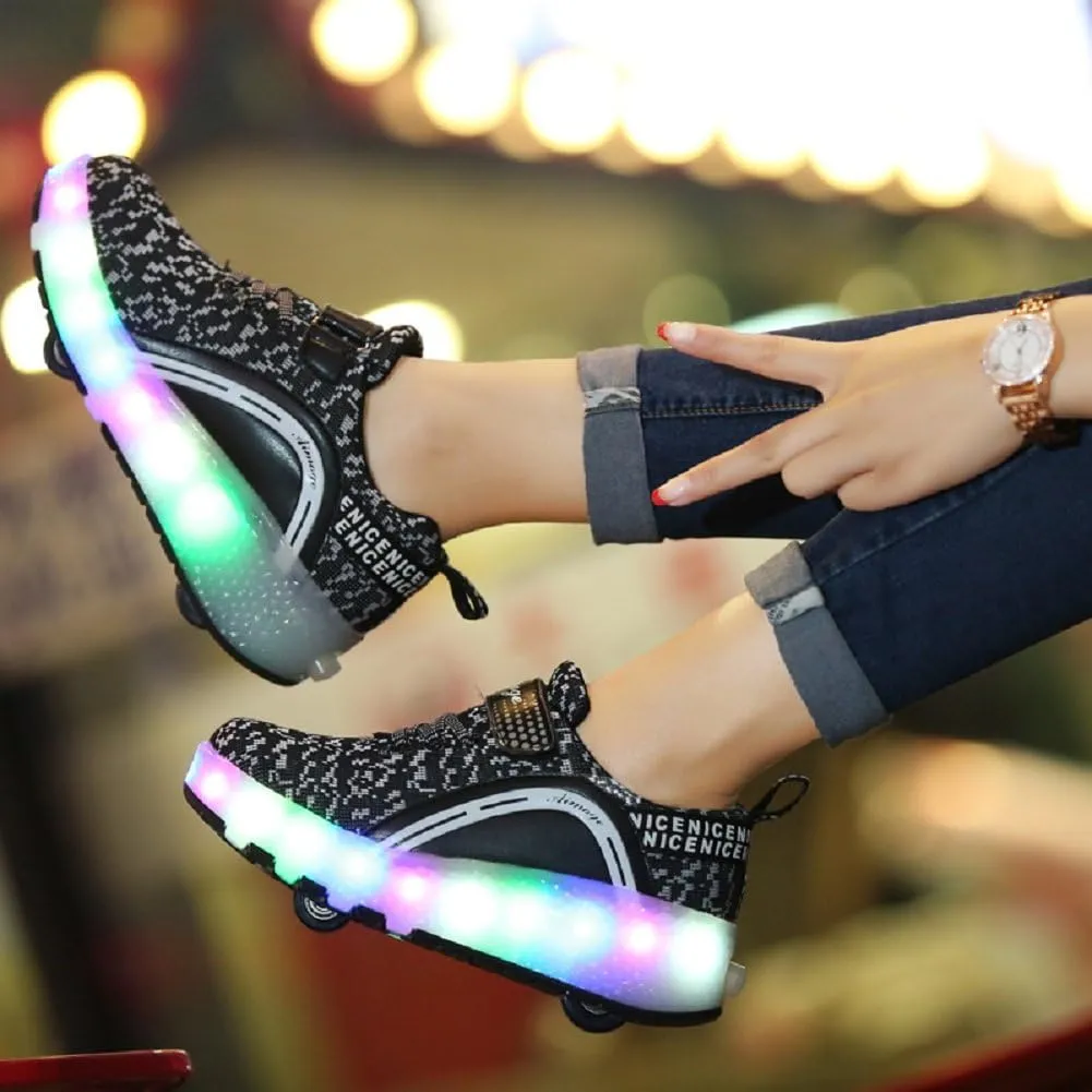 Ylllu Kids LED Roller Skate Shoes with Single Wheel Light up Roller Shoes Gift for Girls Boys Children