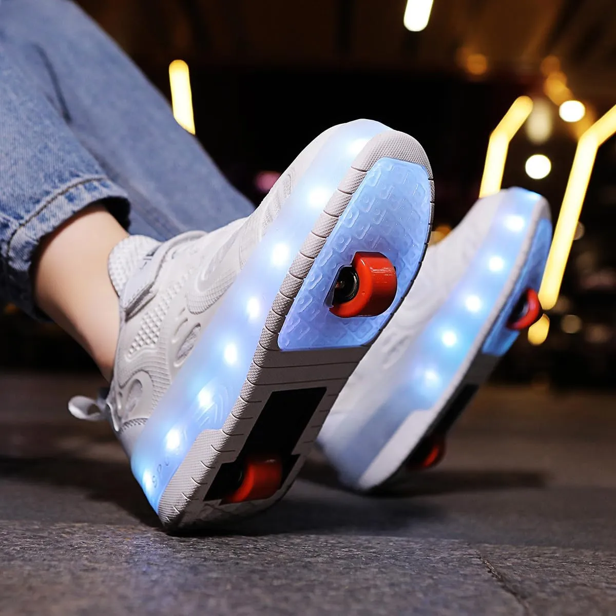 Ylllu Kids LED Roller Skate Shoes with Single Wheel Light up Roller Shoes Gift for Girls Boys Children