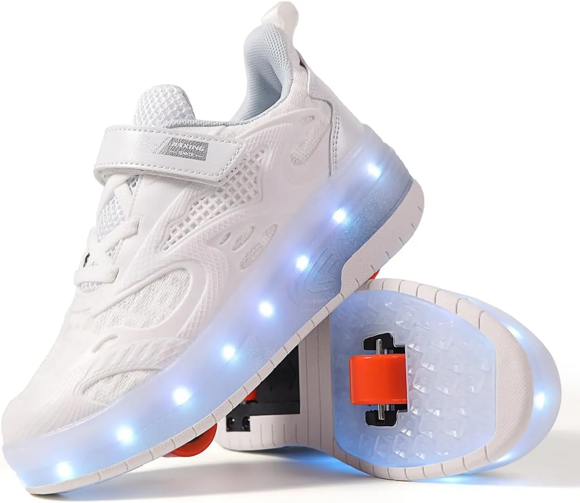 Ylllu Kids LED Roller Skate Shoes with Single Wheel Light up Roller Shoes Gift for Girls Boys Children