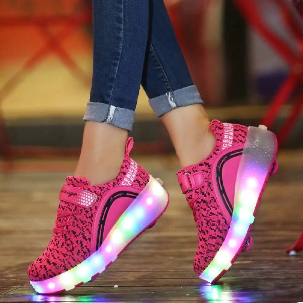 Ylllu Kids LED Roller Skate Shoes with Single Wheel Light up Roller Shoes Gift for Girls Boys Children