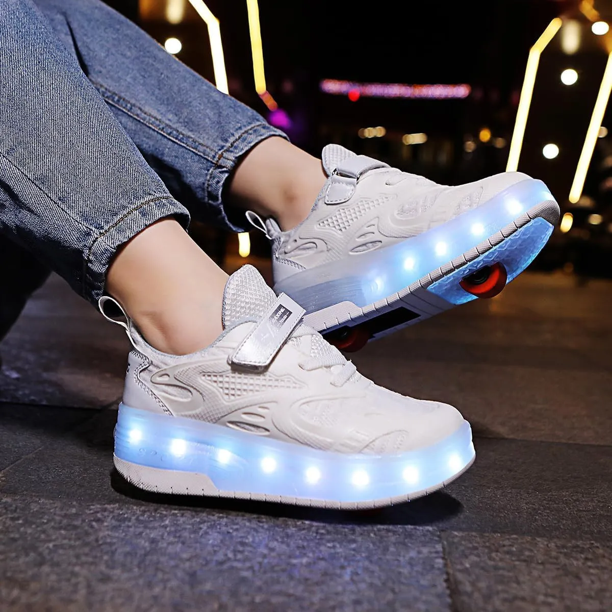 Ylllu Kids LED Roller Skate Shoes with Single Wheel Light up Roller Shoes Gift for Girls Boys Children