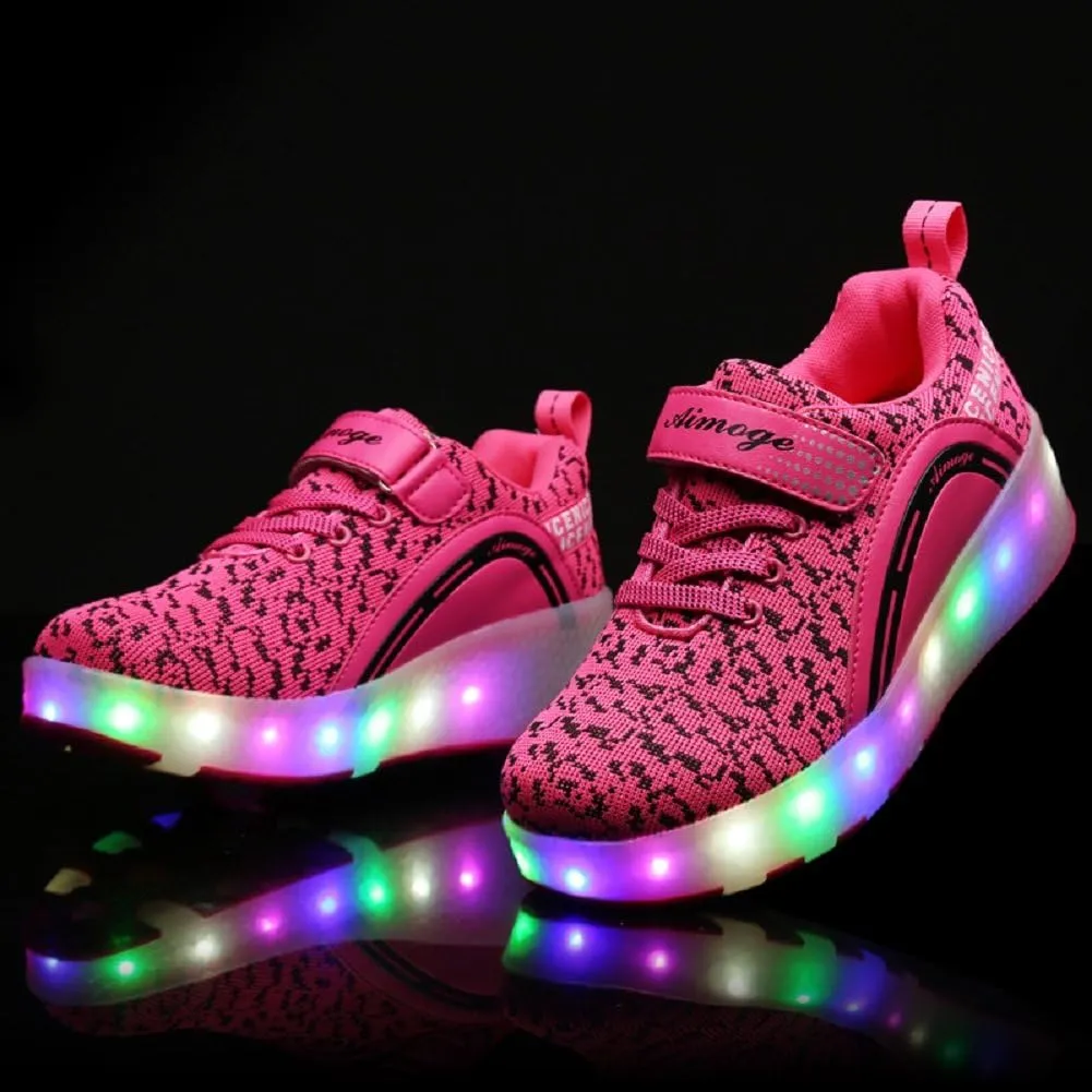 Ylllu Kids LED Roller Skate Shoes with Single Wheel Light up Roller Shoes Gift for Girls Boys Children