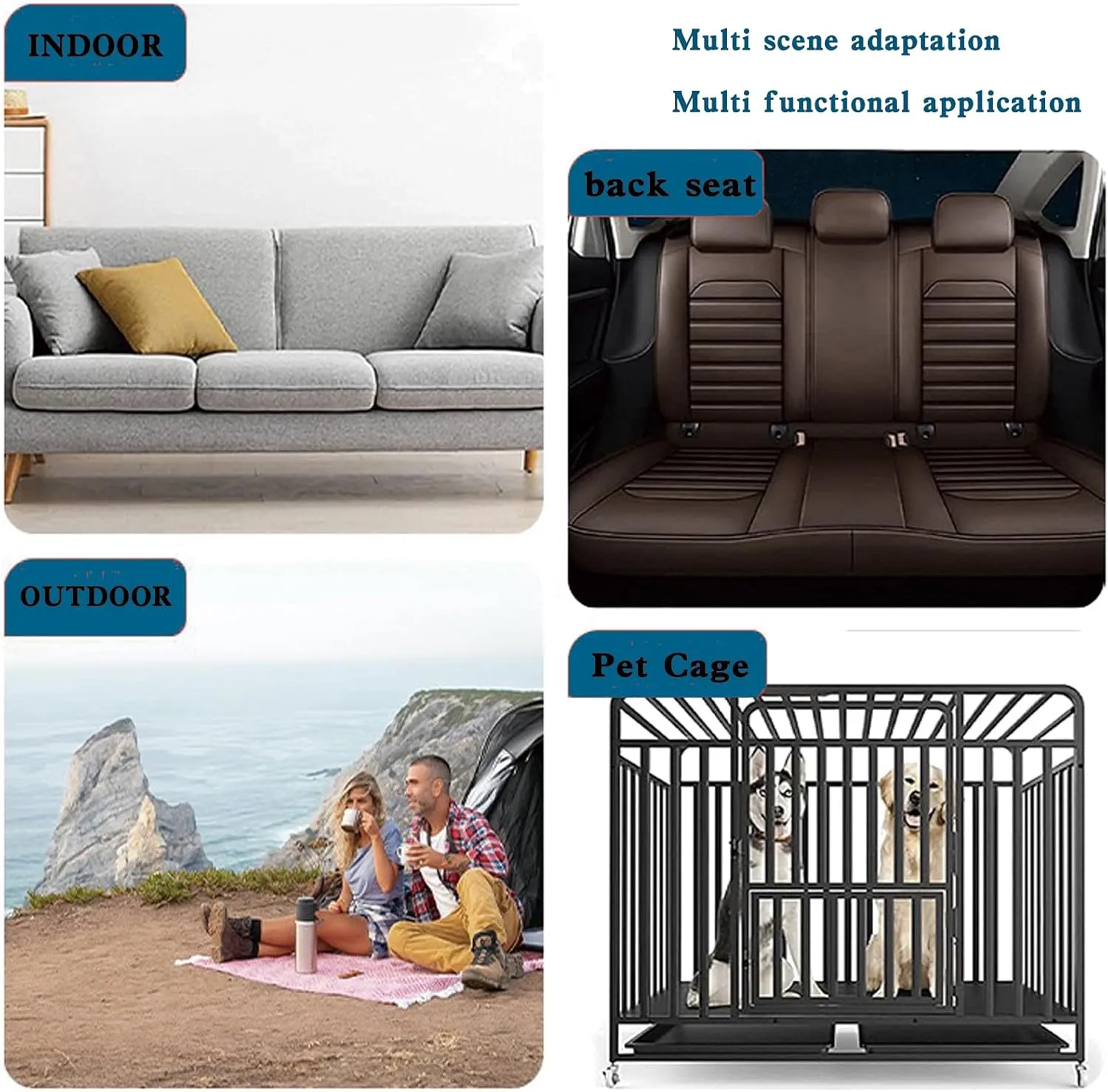 YOFANG 47"x32" Outdoor Travel Dog Bed,Portable Crate Mat Waterproof Anti-Slip, Kennel Pad Washable,Pet Camping Beds Ripstop 1200D Nylon Fabric,Easy to Clean for for Large Medium Dogs or Cats,Blue