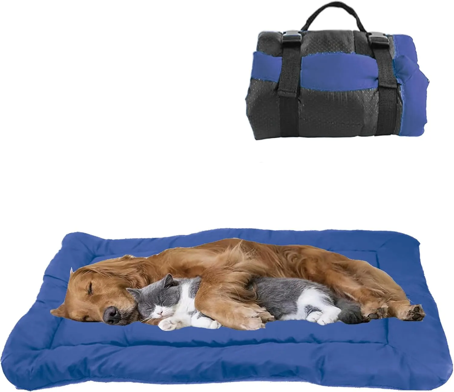 YOFANG 47"x32" Outdoor Travel Dog Bed,Portable Crate Mat Waterproof Anti-Slip, Kennel Pad Washable,Pet Camping Beds Ripstop 1200D Nylon Fabric,Easy to Clean for for Large Medium Dogs or Cats,Blue