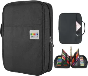 YOUSHARES 220 Slots Colored Pencil Case, 145 Slots Gel Pens fo Coloring Case Organizer, Handy Multilayer Color Pencil Holder for Glitter Gel Pens, Refills, Colored Pencils for Adults & Artist (Black)