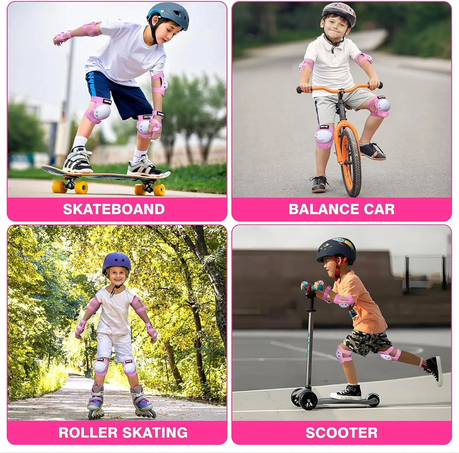 Youth/Kids Knee Pads Elbow Pads Wrist Guards Protective Gear Set for 3-15 Years Child Roller Skates, Skateboard, Cycling, Inline Skating, BMX Bike, Scooter Riding and Other Outdoor Sports