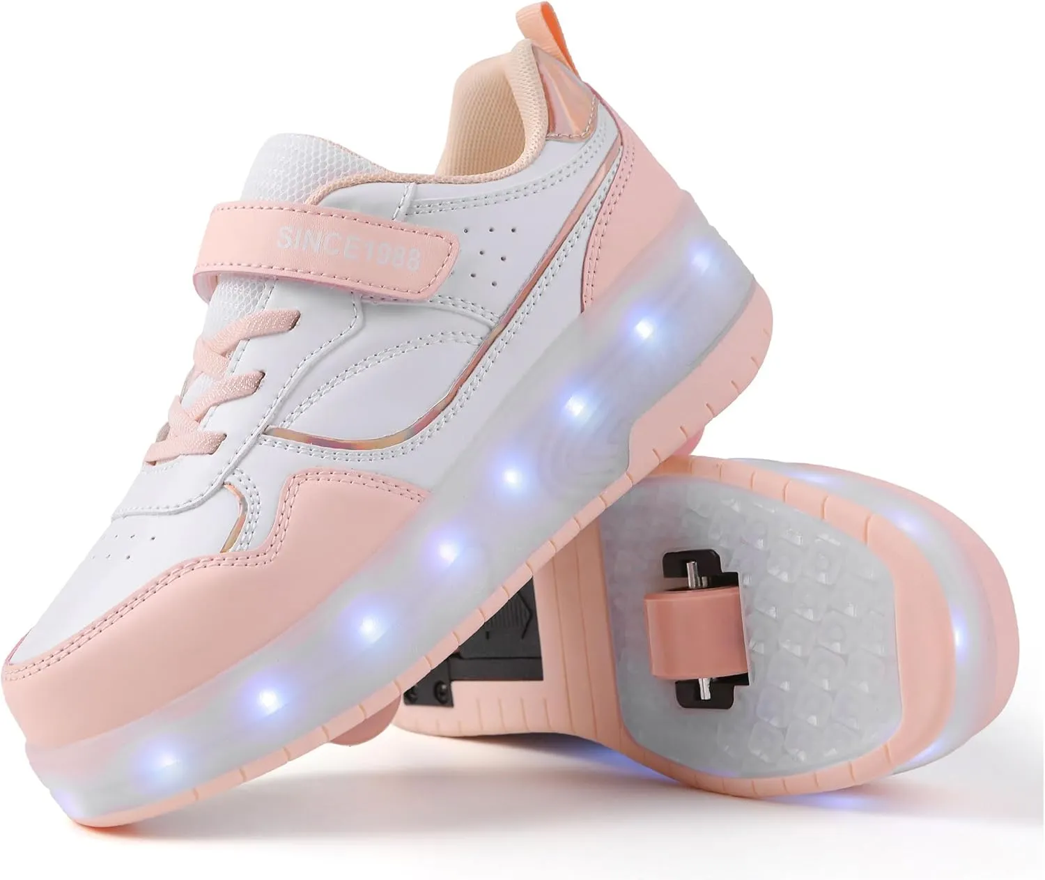 YUNICUS Kids LED Light up Shoes Wheel Shoes USB Charging Roller Skate Shoes Sneakers Girls Boys Kids Best Gift for Birthday Halloween Christmas