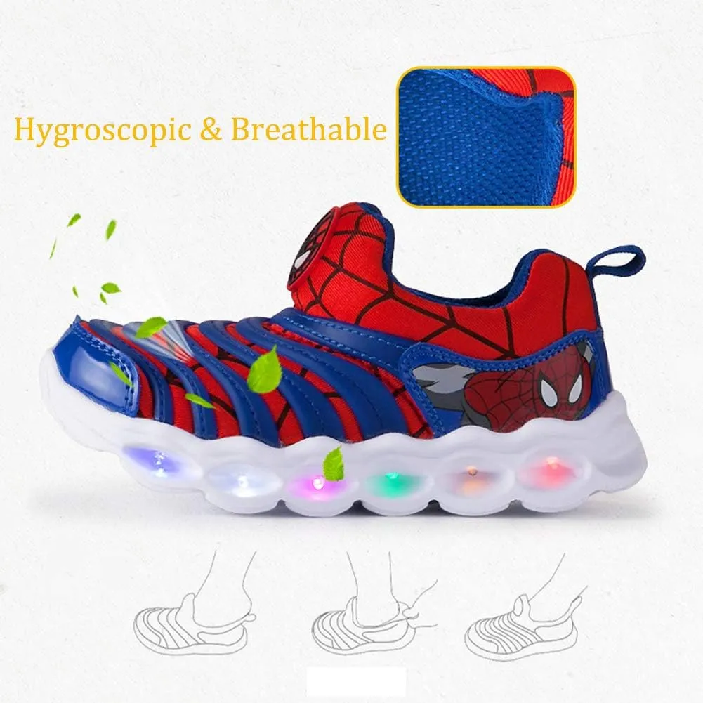 YUNICUS Kids Light Up Shoes Led Flash Sneakers with Spider Upper USB Charge for Boys Girls Toddles Best Gift for Birthday Thanksgiving Christmas Day