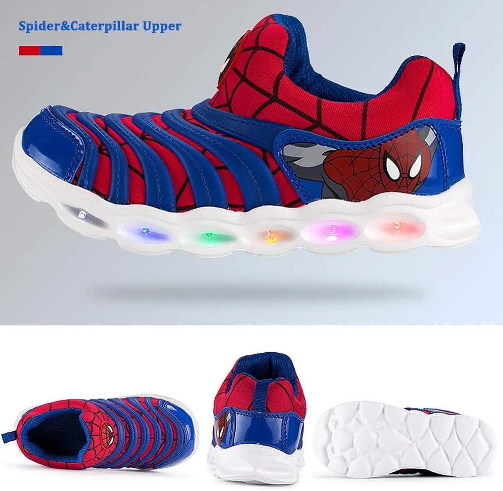 YUNICUS Kids Light Up Shoes Led Flash Sneakers with Spider Upper USB Charge for Boys Girls Toddles Best Gift for Birthday Thanksgiving Christmas Day
