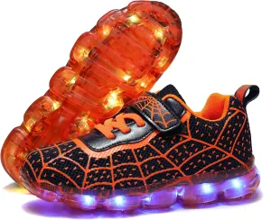 YUNICUS Kids Light Up Shoes Led Flash Sneakers with Spider Upper USB Charge for Boys Girls Toddles Best Gift for Birthday Thanksgiving Christmas Day
