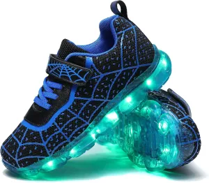 YUNICUS Kids Light Up Shoes Led Flash Sneakers with Spider Upper USB Charge for Boys Girls Toddles Best Gift for Birthday Thanksgiving Christmas Day
