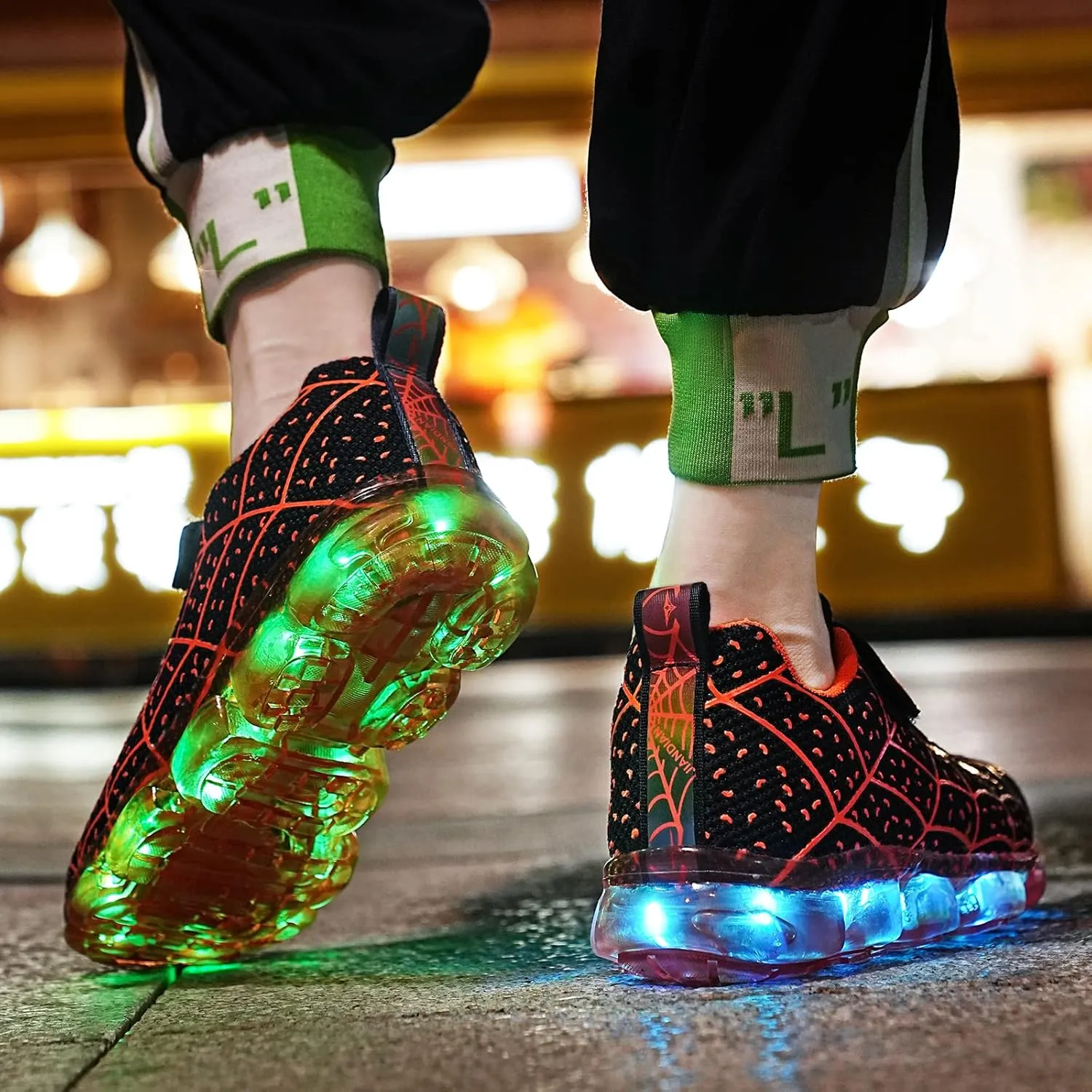 YUNICUS Kids Light Up Shoes Led Flash Sneakers with Spider Upper USB Charge for Boys Girls Toddles Best Gift for Birthday Thanksgiving Christmas Day