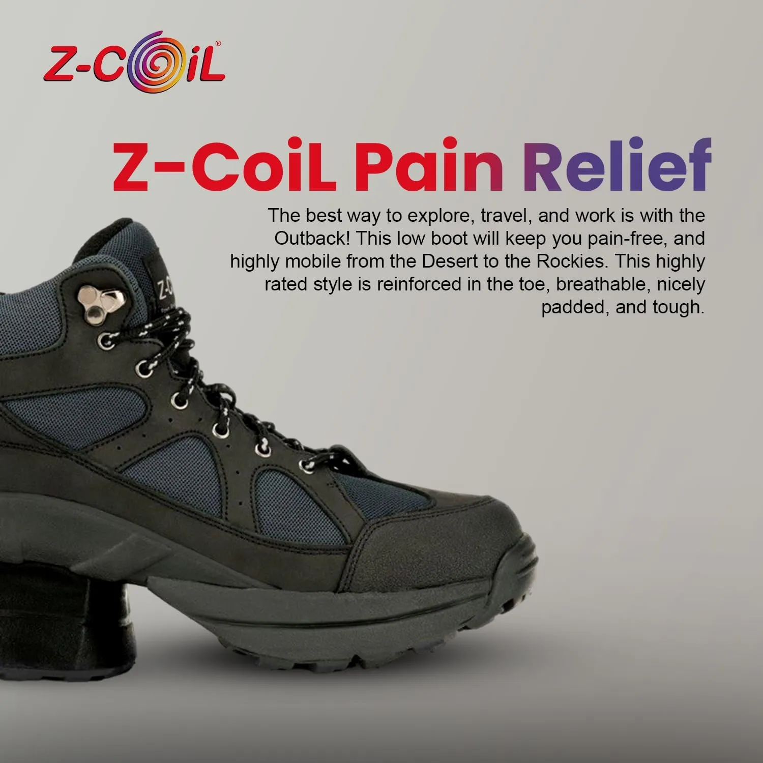 Z-CoiL Women's Outback Pain-Relief Footwear, Black, Enclosed CoiL