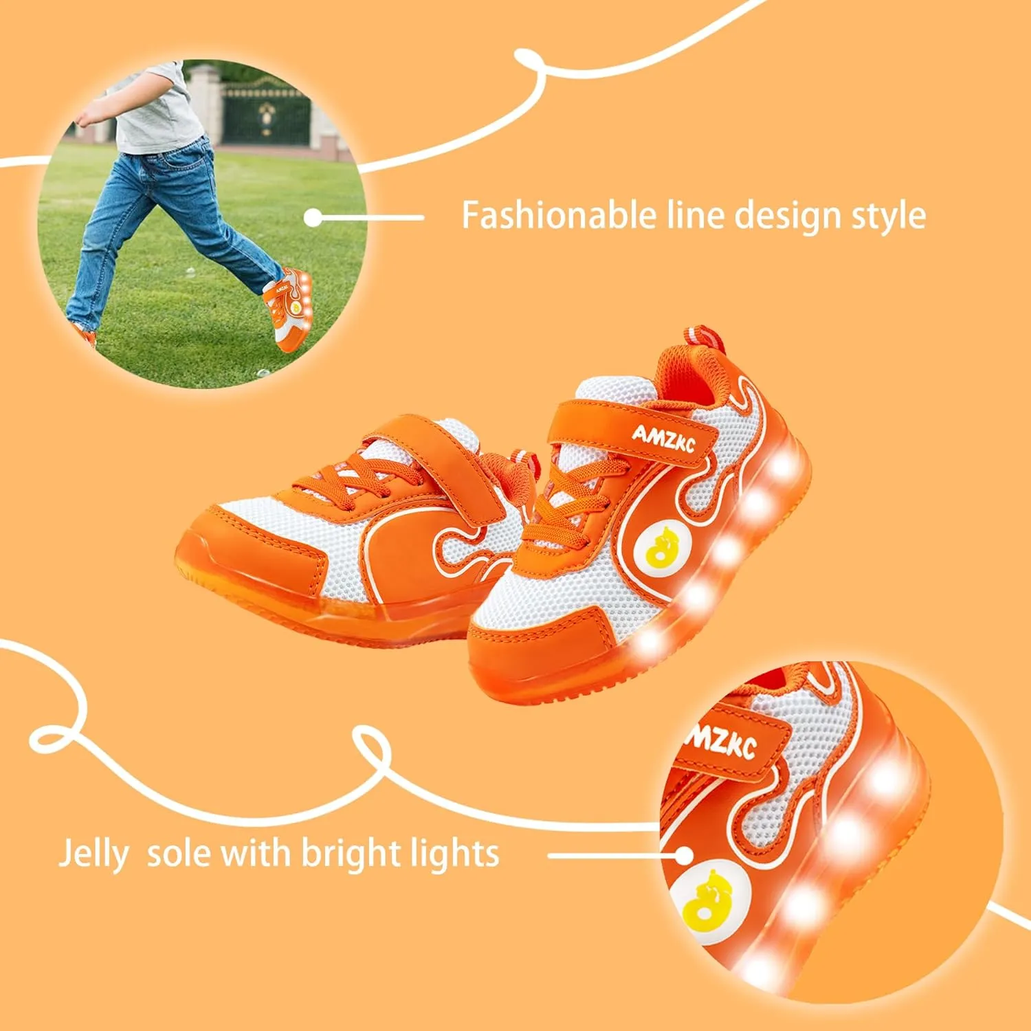 ZKA Toddler Light Up Shoes for Girls Boys Size 5 to Size 13 Sparkle Walking Running Tennis Casual Fashion Sport