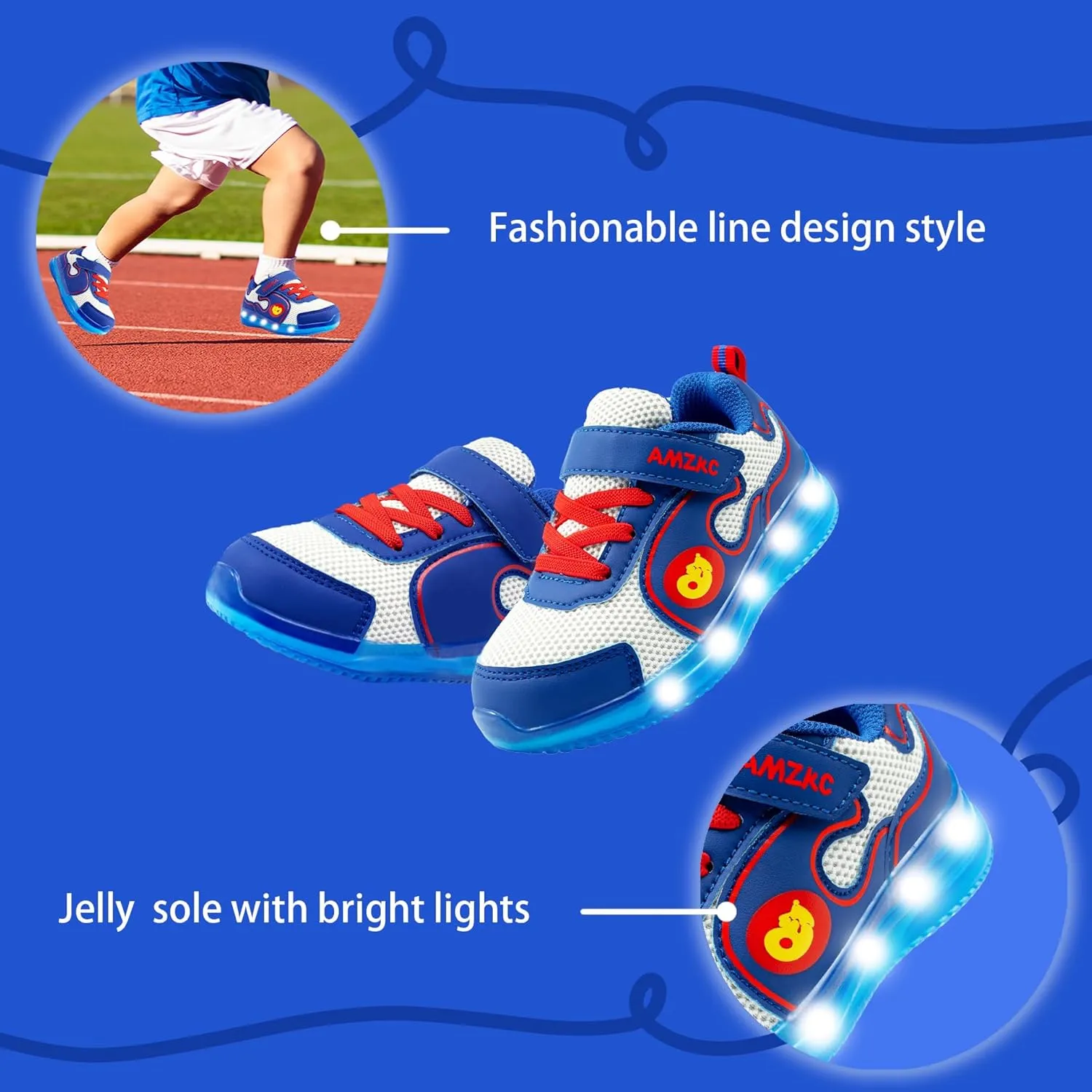 ZKA Toddler Light Up Shoes for Girls Boys Size 5 to Size 13 Sparkle Walking Running Tennis Casual Fashion Sport