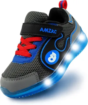 ZKA Toddler Light Up Shoes for Girls Boys Size 5 to Size 13 Sparkle Walking Running Tennis Casual Fashion Sport