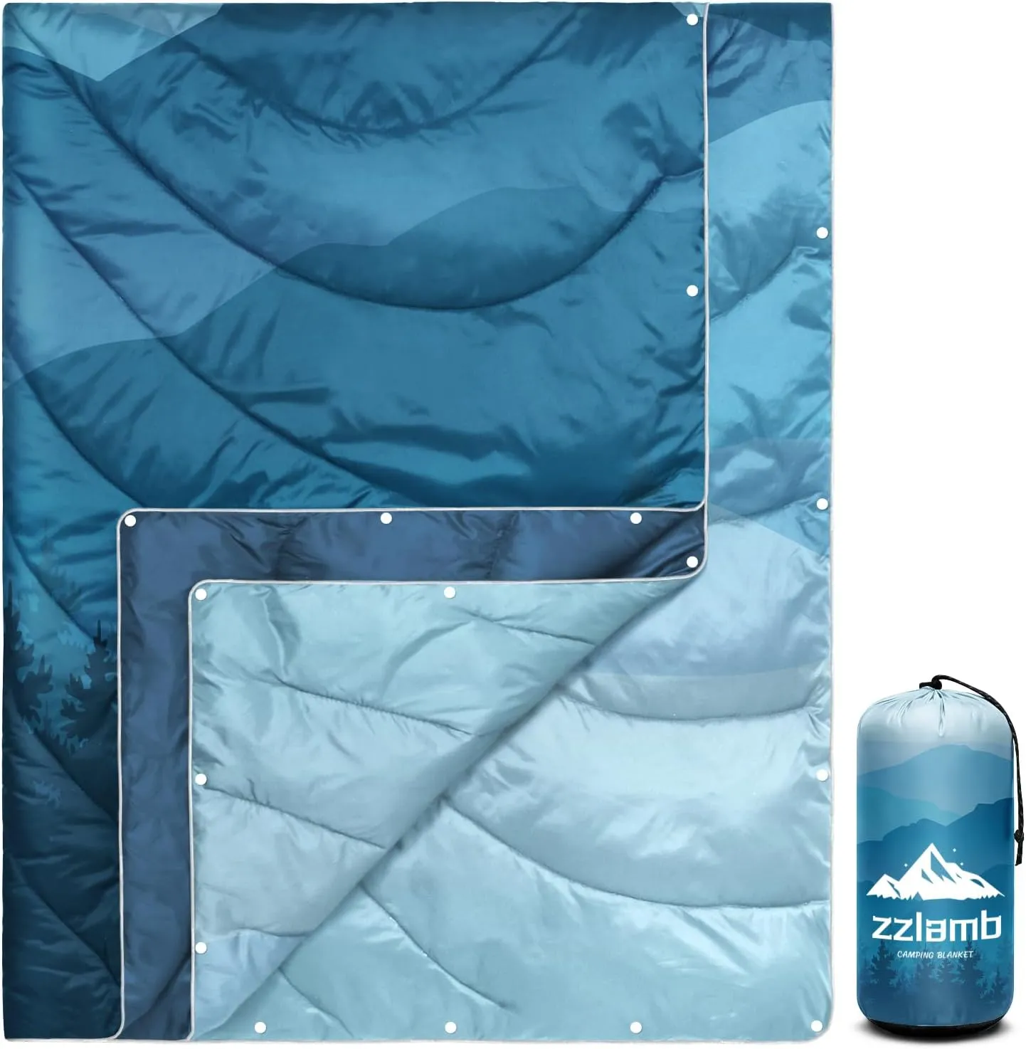 zzlamb Camping Blanket, Outdoor Lightweight Travel Blanket Puffy Portable Down Alternative, Windproof Warm Cloak with Snaps, Cozy Quilt Backpacking Picnic RV Plane Car Hammock Beach Climbing